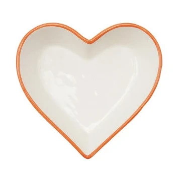 Heart Shaped Stoneware Bowls with Colored Rims - Image 4
