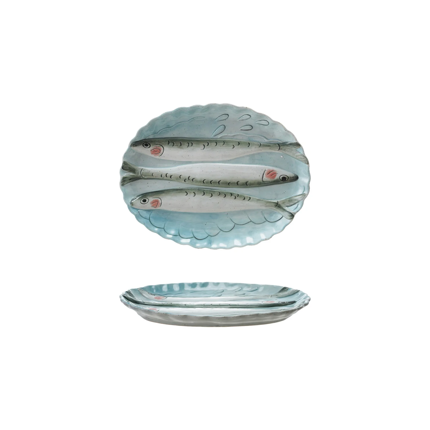 Fish Relief Stoneware Plate