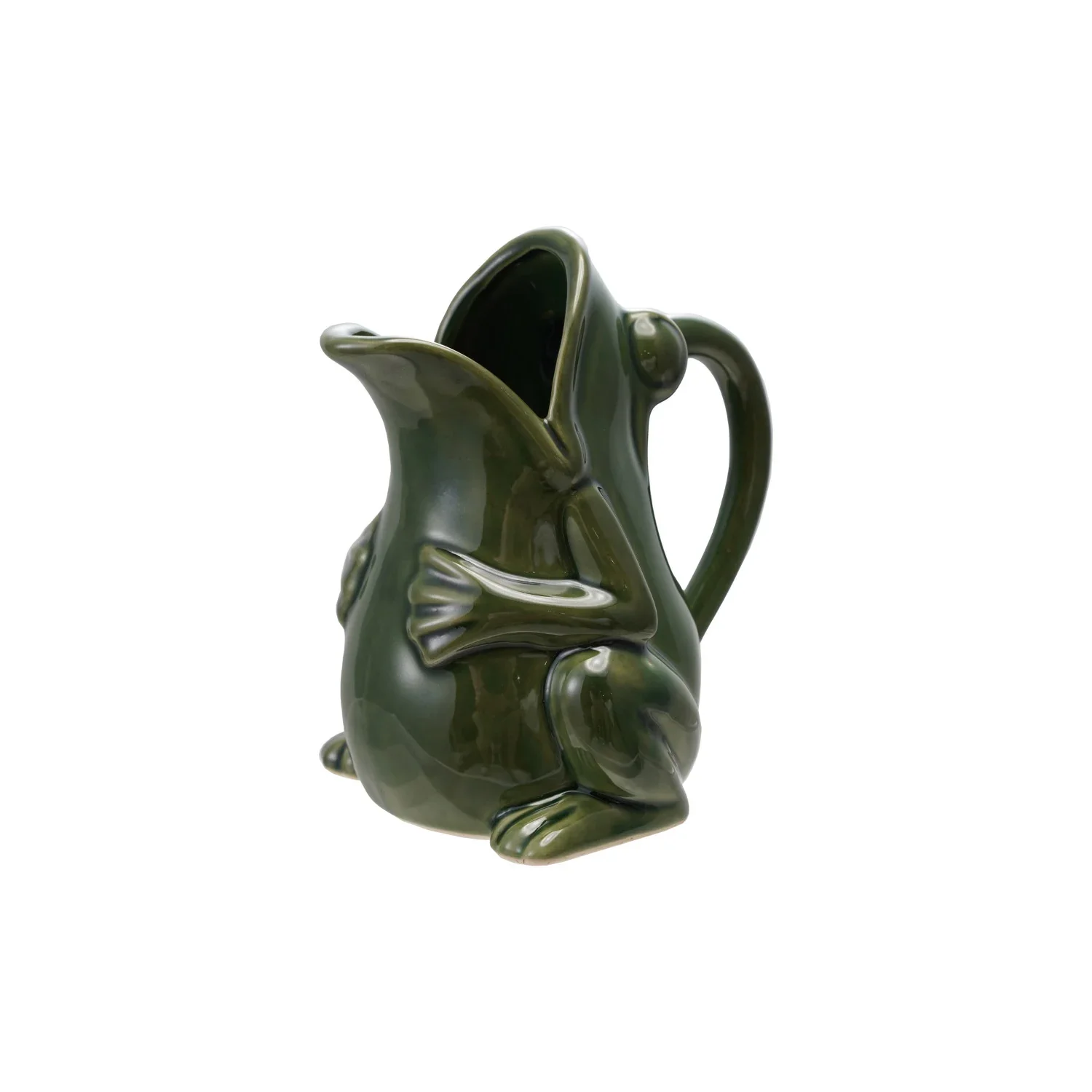 Frog Pitcher. 16 oz. Stoneware with Reactive Glaze