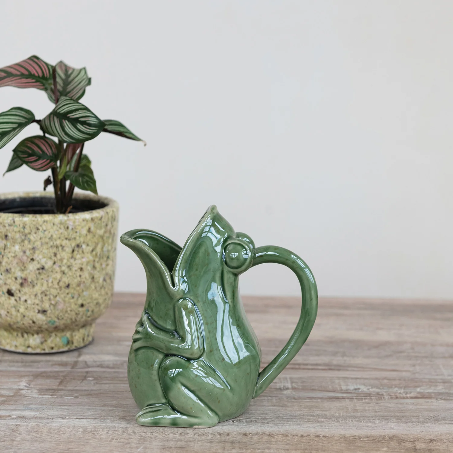 Frog Pitcher. 16 oz. Stoneware with Reactive Glaze - Image 2