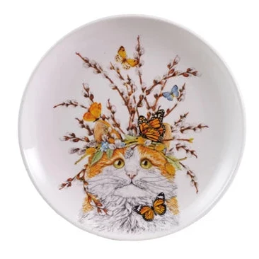 Cat & Flora/Fauna Stoneware Plate. 2 Styles - Image 3