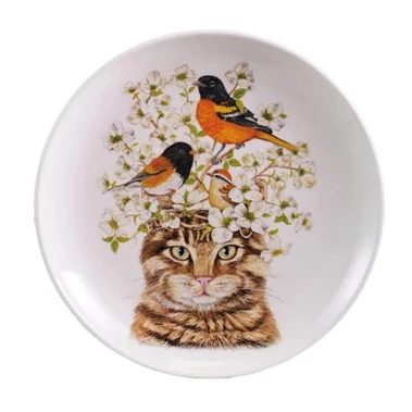 Cat & Flora/Fauna Stoneware Plate. 2 Styles - Image 4
