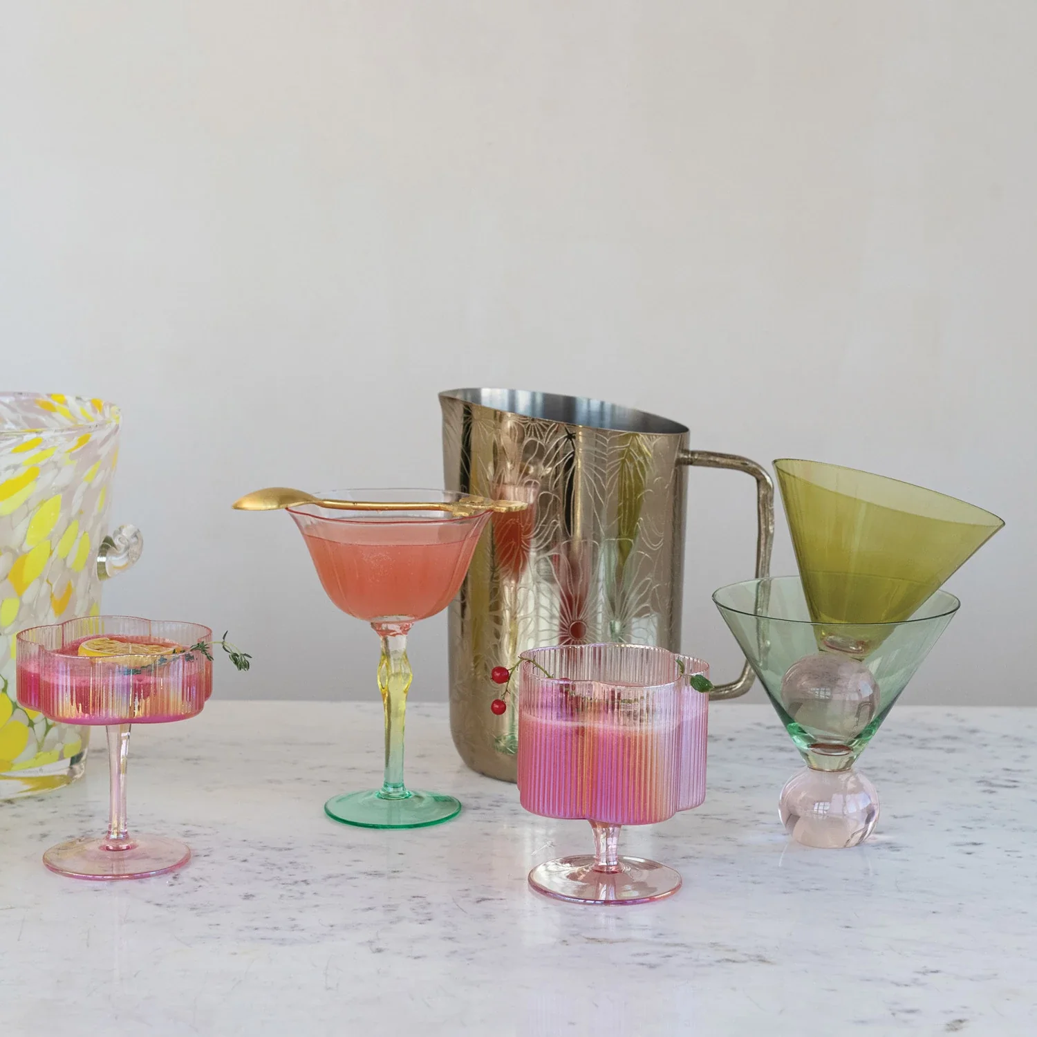 Hand-Blown Pastel Gradient Stemmed Wine Glass - Image 2