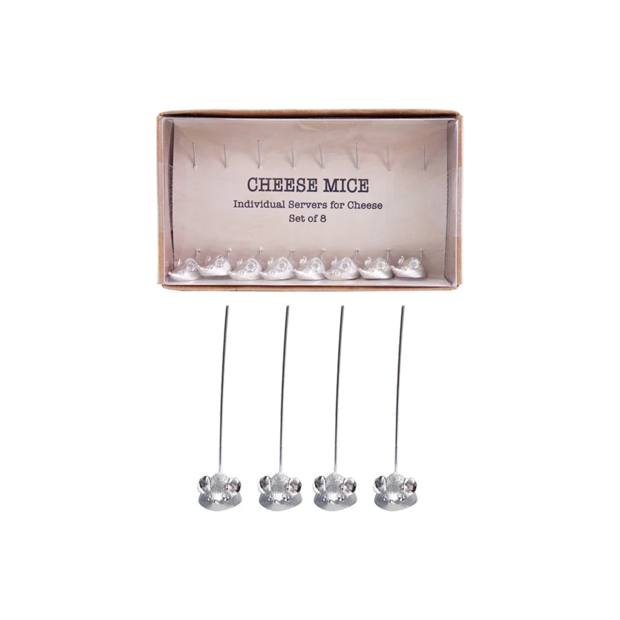 Vintage Reproduction Mouse Shaped Cheese Picks. Set of 8
