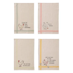 Funny Chicken Tea Towels. Cotton & Linen