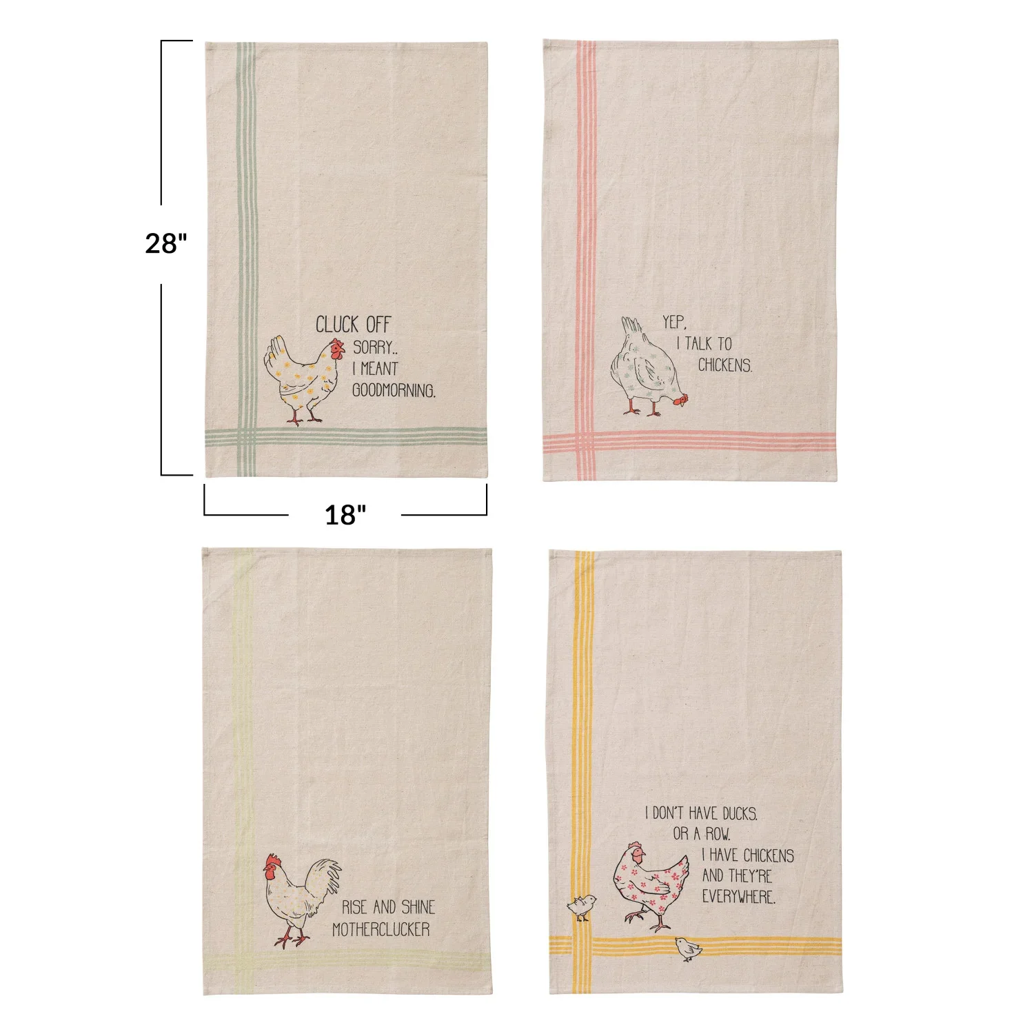 Funny Chicken Tea Towels. Cotton & Linen - Image 3