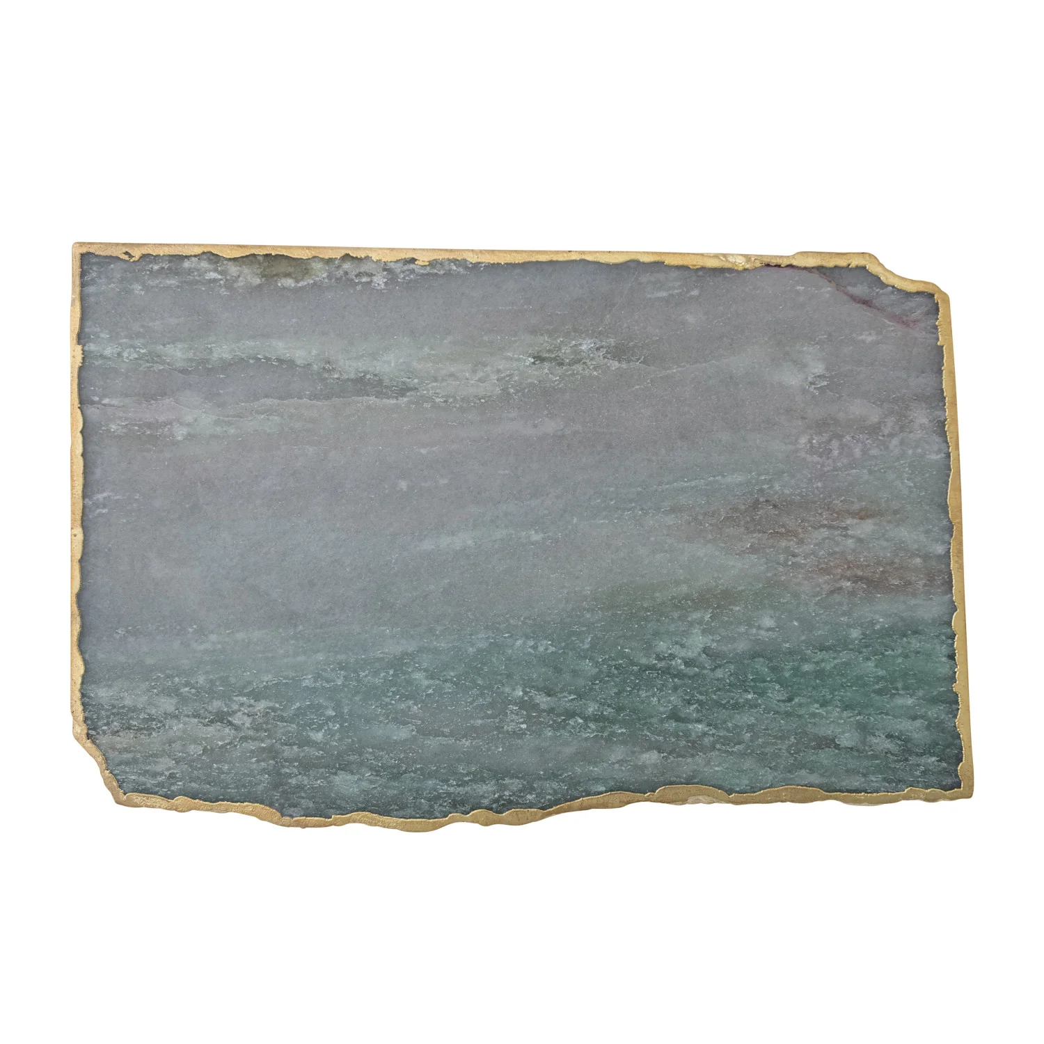 Agate Slab w/ Gold Electroplated Edge. Blue Green (Each One Will Vary)