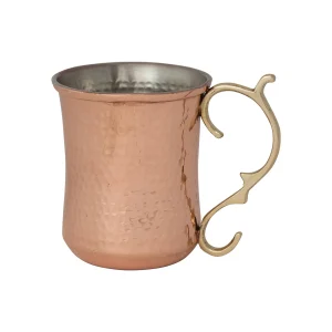 10 oz. Hammered Stainless Steel Mule Mug w/ Brass Handle. Copper Finish