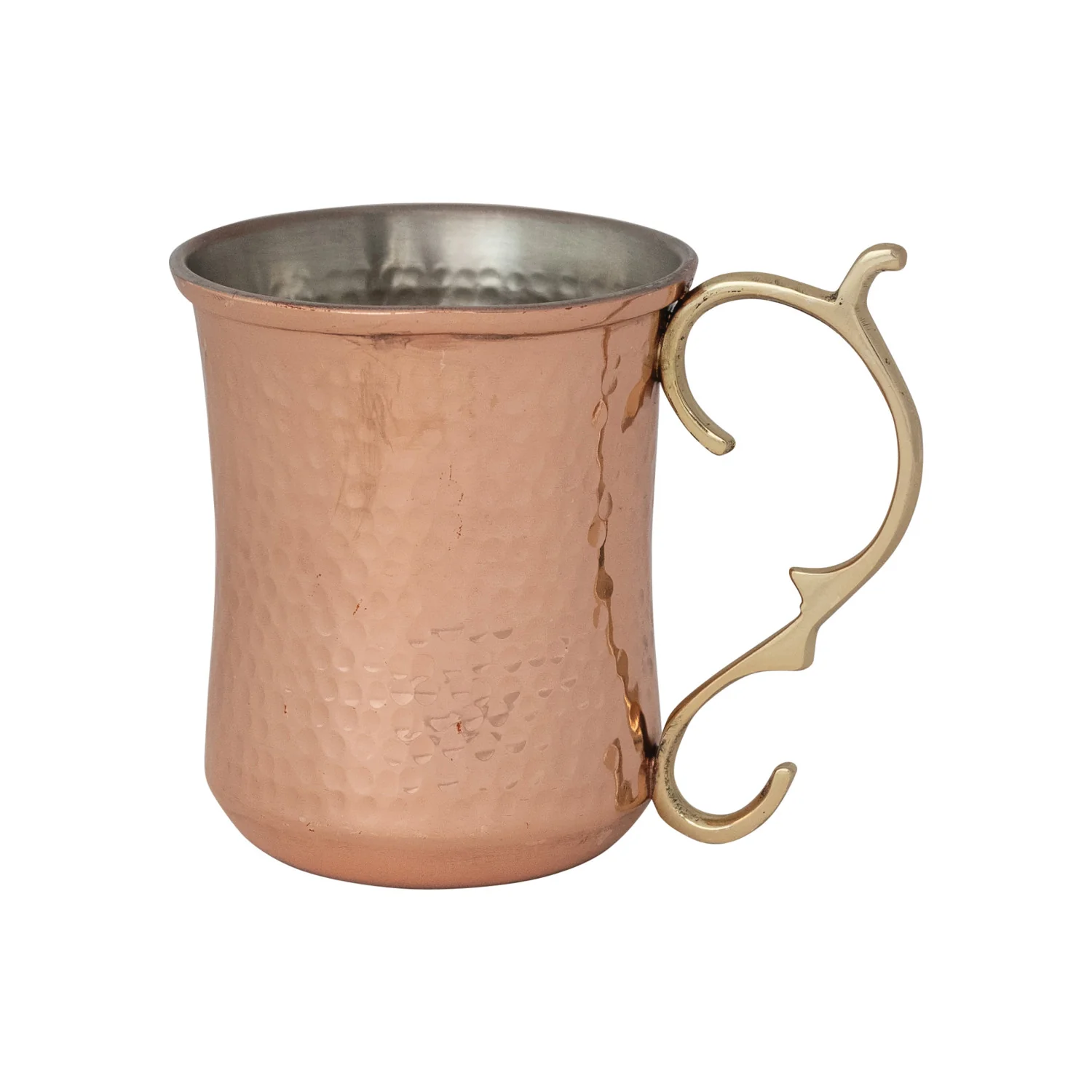 10 oz. Hammered Stainless Steel Mule Mug w/ Brass Handle. Copper Finish