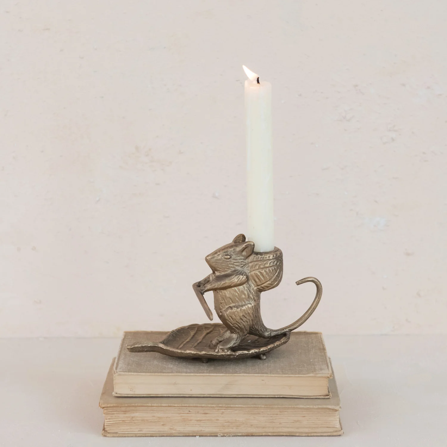 Mouse on Leaf Taper Holder - Image 2