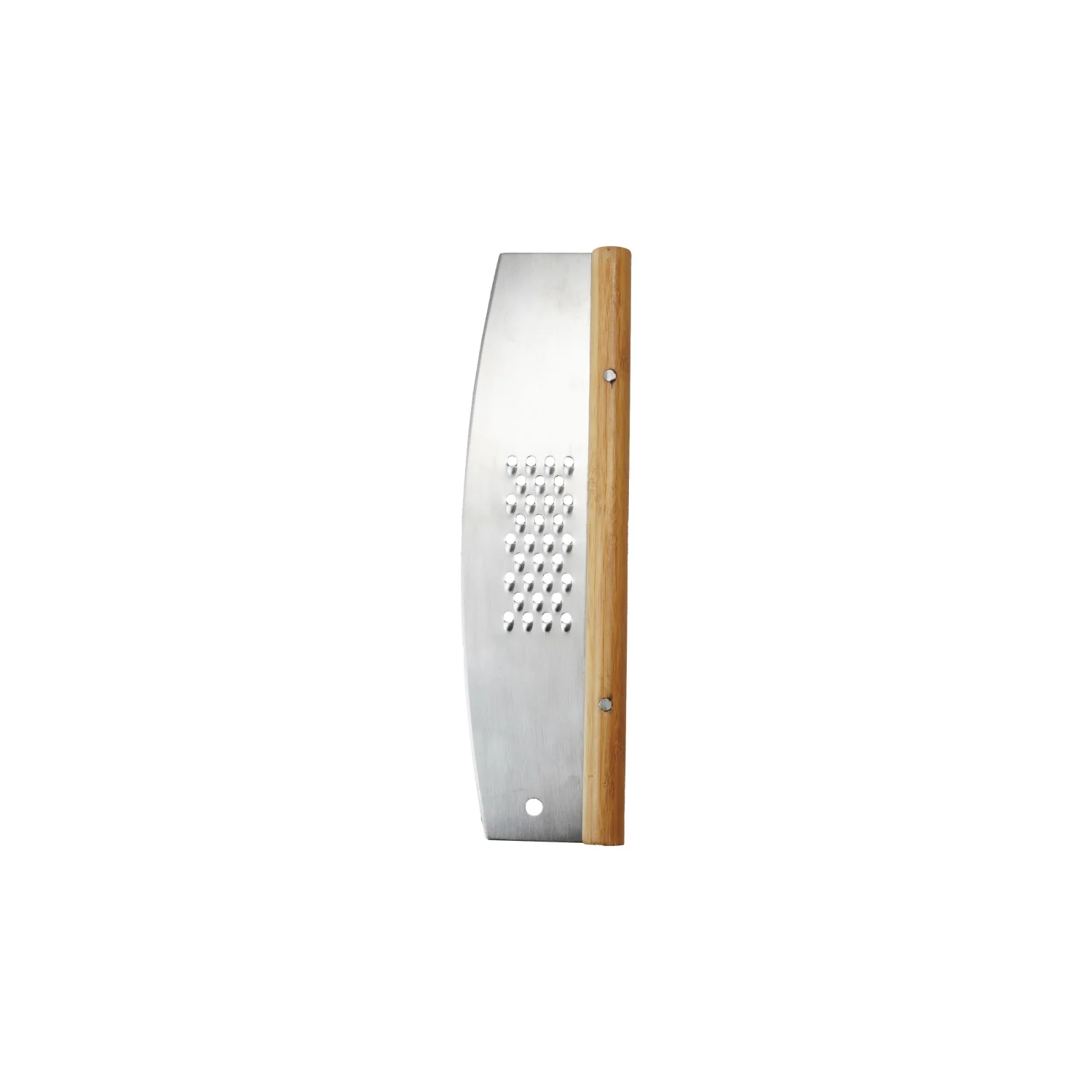 Stainless Steel & Rubberwood Pizza Cutter w/ Grater. Natural