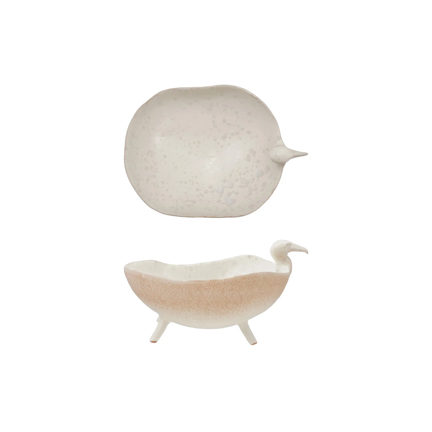 Stoneware Footed Bird Shaped Bowl. White Speckled (Each One Will Vary) - Image 5