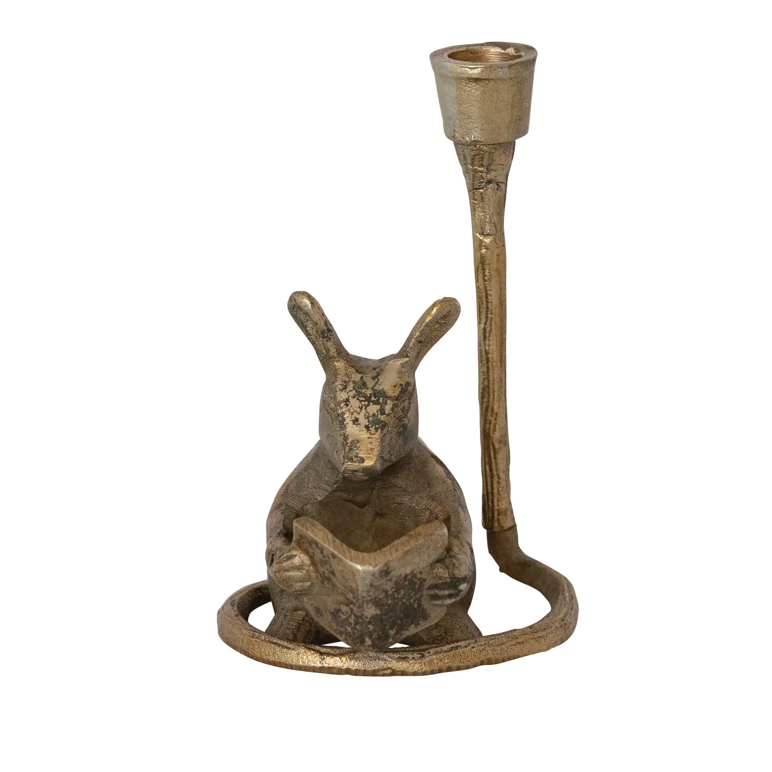 Cast Aluminum Mouse Shaped Taper Holder. Antique Gold Finish - Image 3