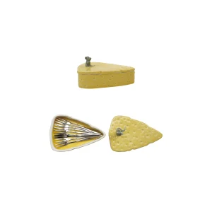 Cheese Shaped Container with Lid & 8 Appetizer Forks