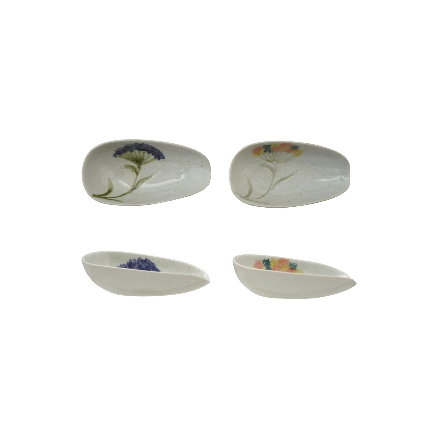Floral Hand-Painted Stoneware Dish