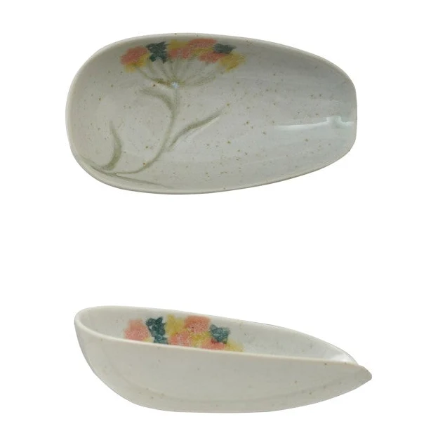 Floral Hand-Painted Stoneware Dish - Image 3