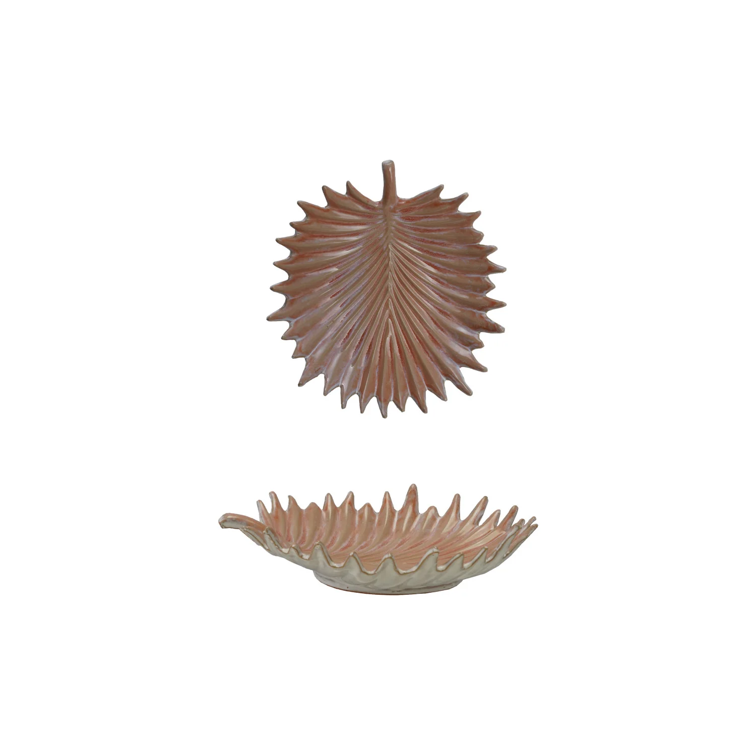 Palm Frond Shaped Stoneware Bowl