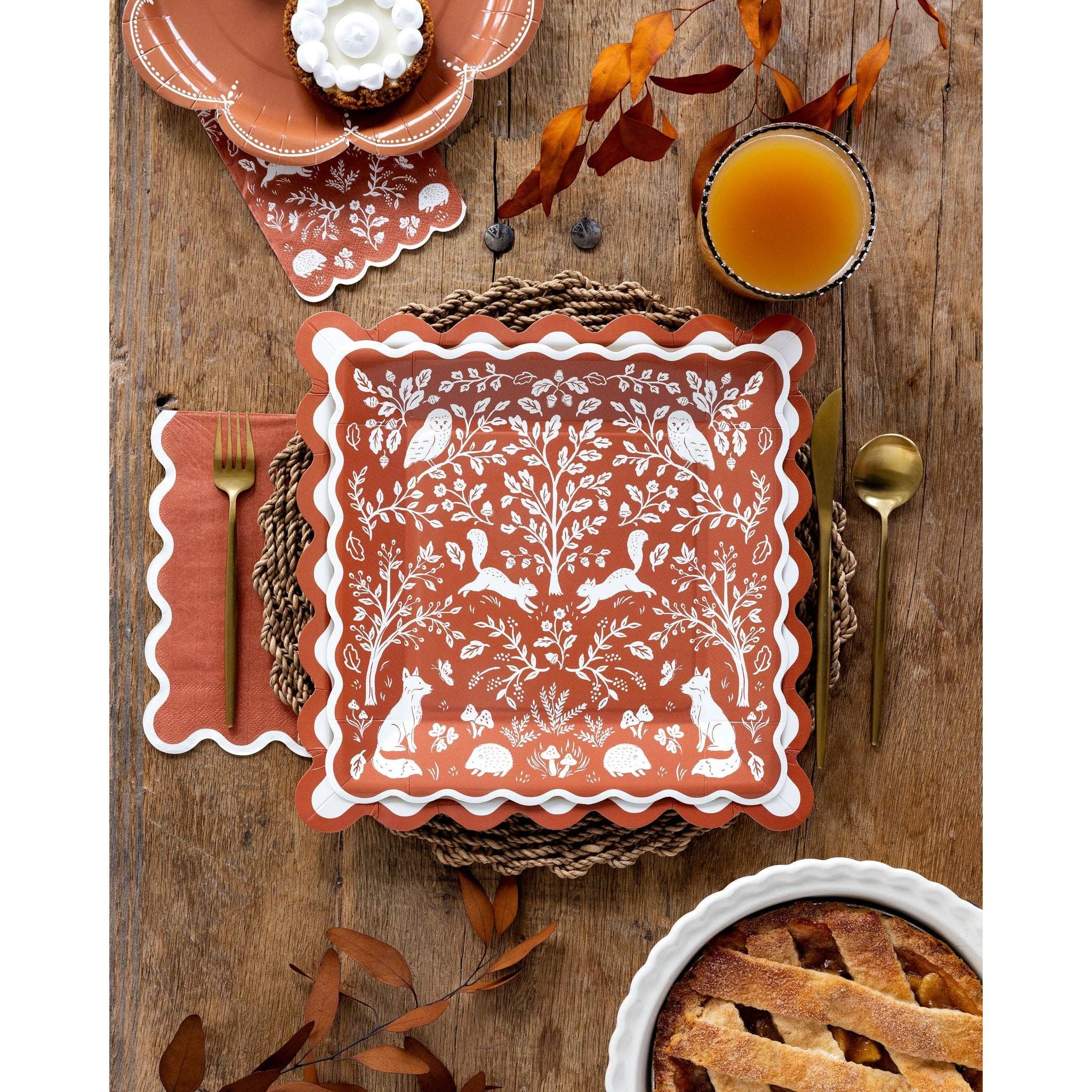 Rust Ric Rac Dinner Paper Napkins - Image 2