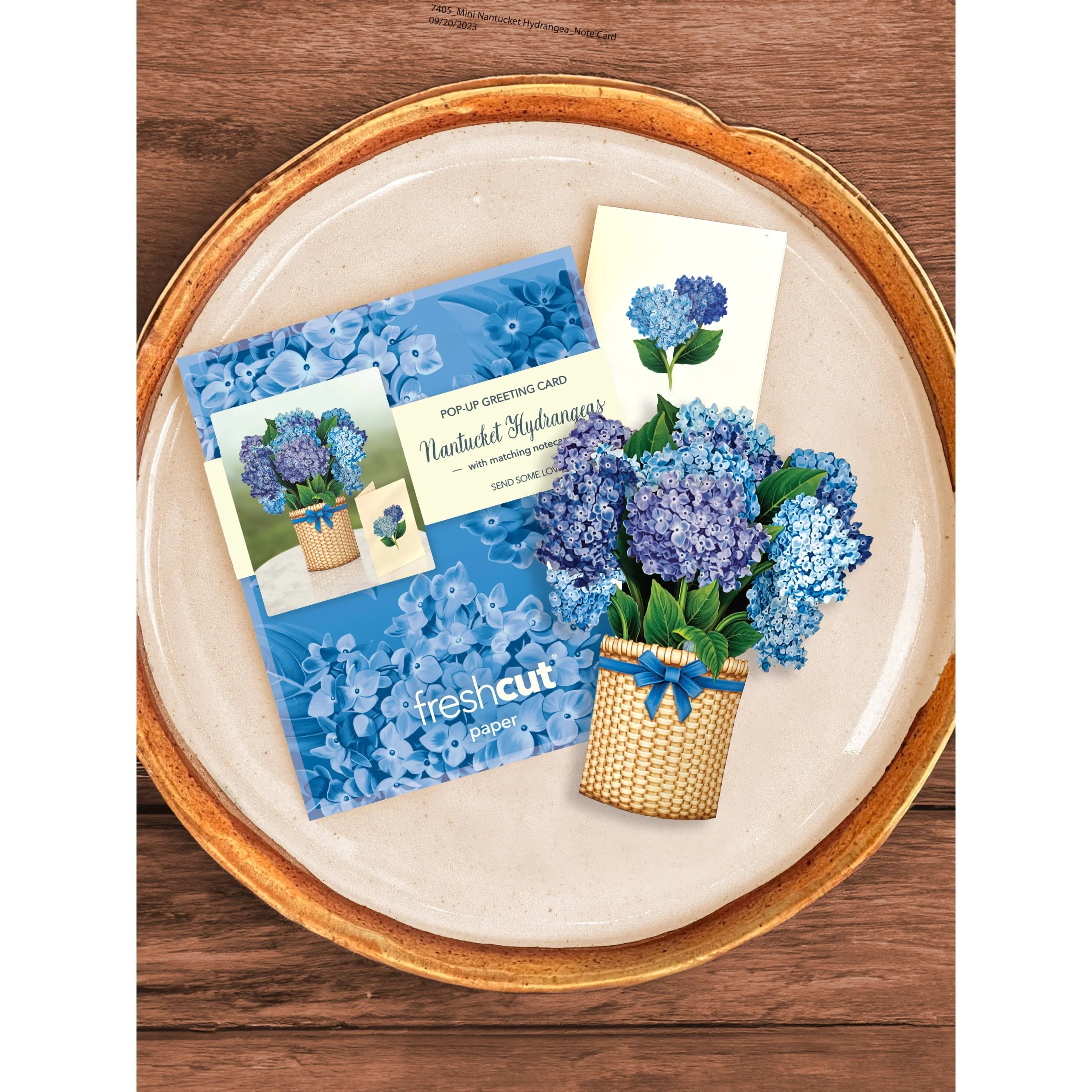 Nantucket Hydrangeas Mini Pop Up Greeting Card - Image 3