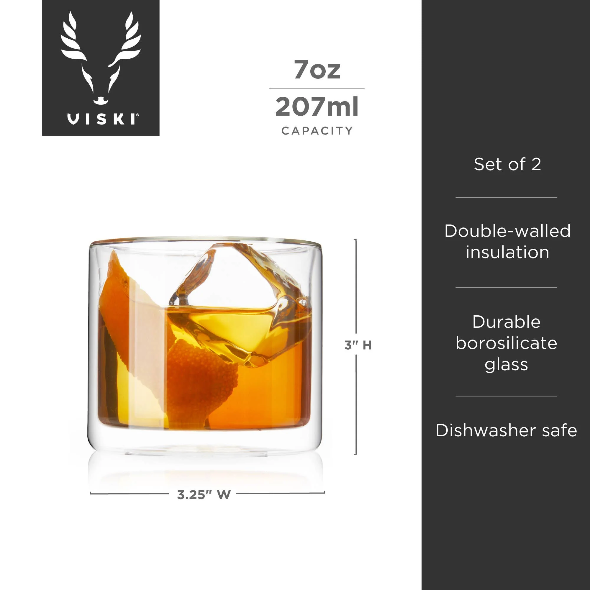 Double Walled Old Fashioned Glasses Set of 2 - Image 6