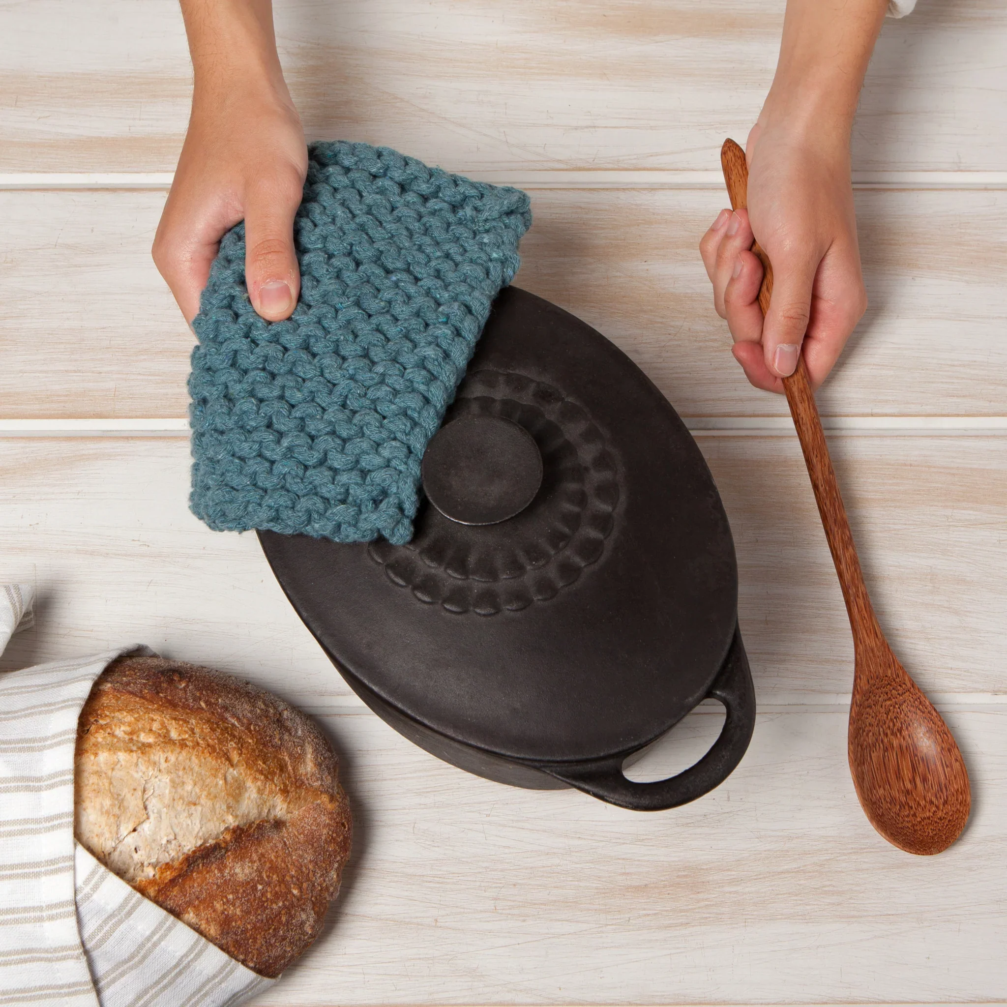 Lagoon Blue Knit Potholder - Image 4