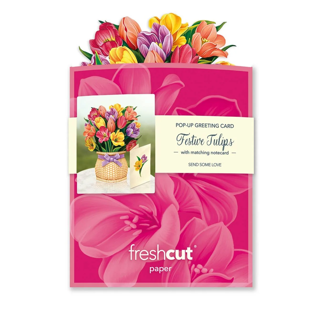 Festive Tulips Mini Pop Up Greeting Card - Image 7