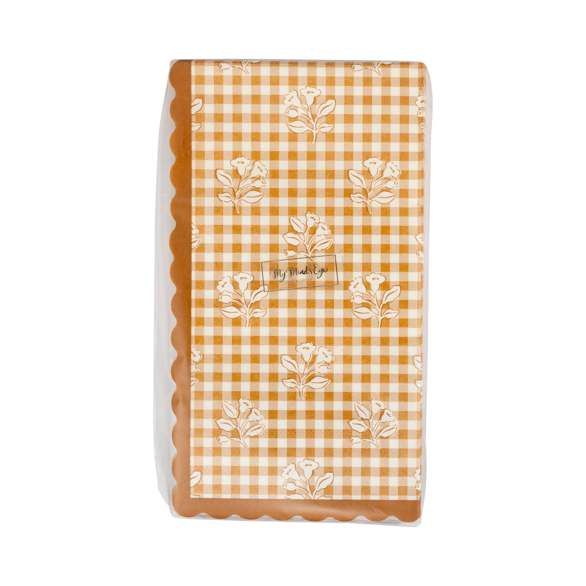 Rust Gingham Block Print Dinner Paper Napkins - Image 3