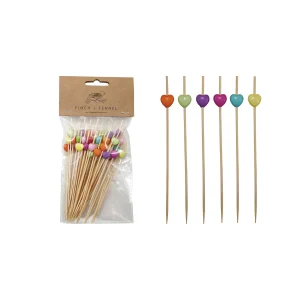 Heart Shaped Bamboo Single Use Picks. Set of 50
