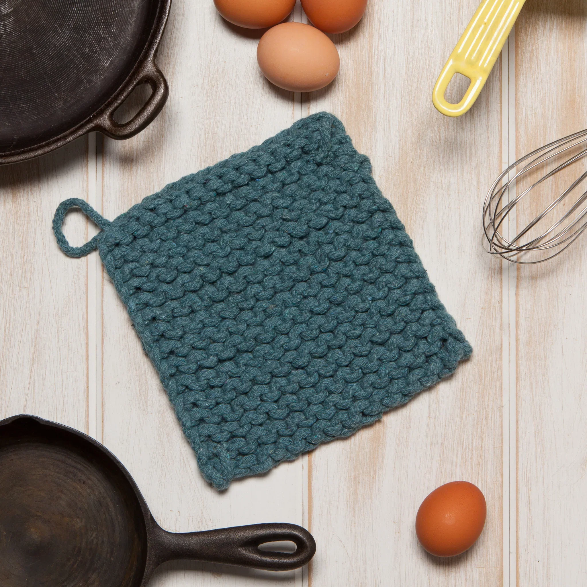 Lagoon Blue Knit Potholder - Image 2