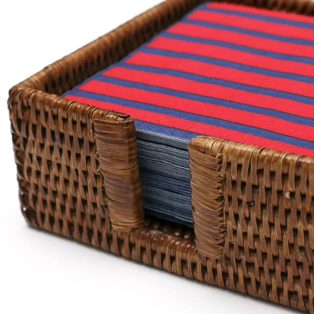 Rattan Cocktail Napkin Holder in Dark Natural - Image 4