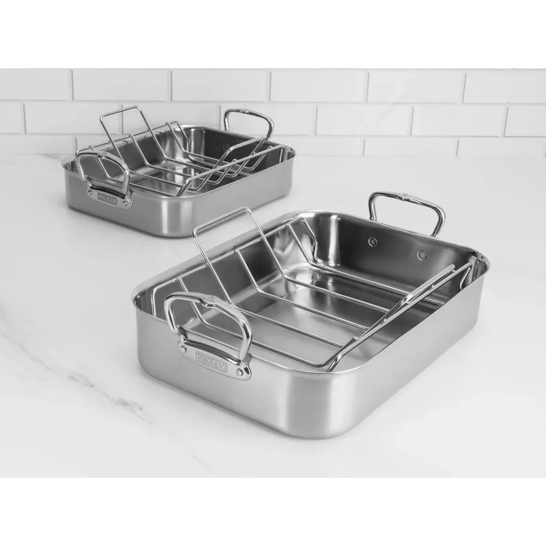 Hestan Provisions 14.5-inch Classic Clad Roaster with Rack - Image 2
