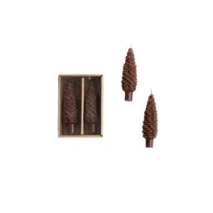 Pinecone Taper Candles. Set of 2
