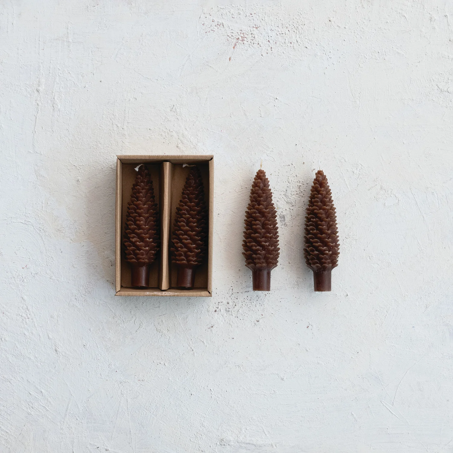 Pinecone Taper Candles. Set of 2 - Image 3