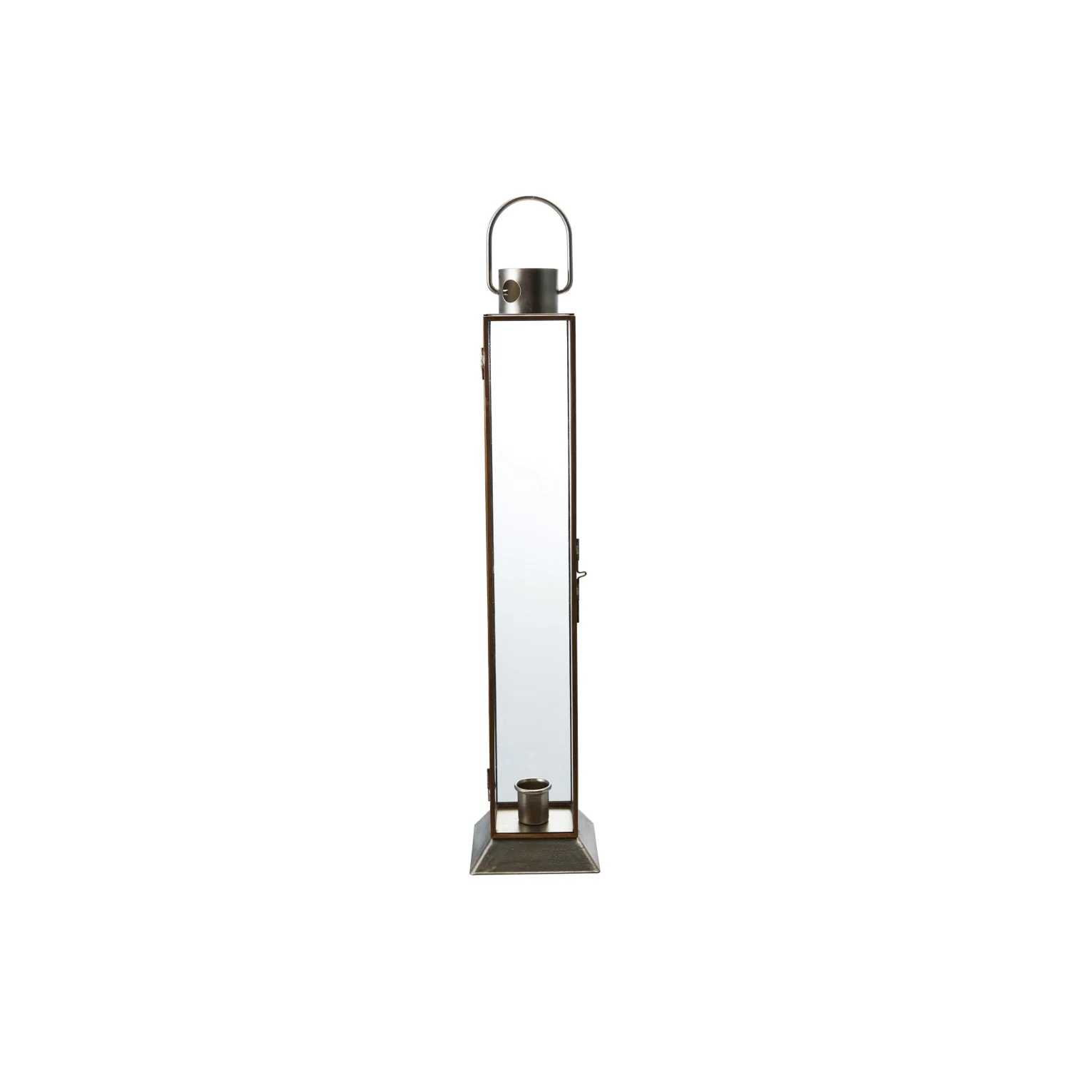 Metal & Glass Lantern Taper Holder. Gold Finish