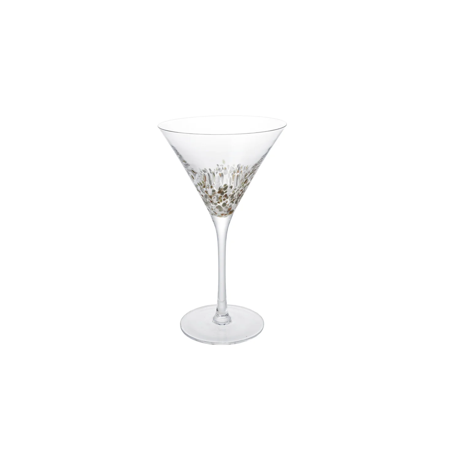 6 oz. Confetti Martini Glass. Gold Finish & White